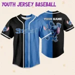 Personalize Stitch Black Blue Horizontal Text Custom Kids, Youth, Adult Disney Baseball Jersey Sports Cute Gifts For Fans Disney