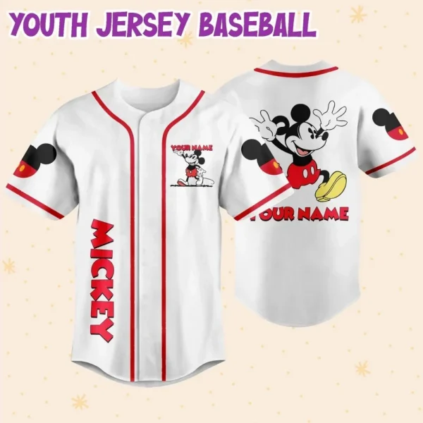 Personalize Jersey Mickey Lucky Custom Kids, Youth, Adult Disney Baseball Jersey Sports Outfits Cute Gifts For Fans Disney