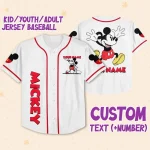 Personalize Jersey Mickey Lucky Custom Kids, Youth, Adult Disney Baseball Jersey Sports Outfits Cute Gifts For Fans Disney