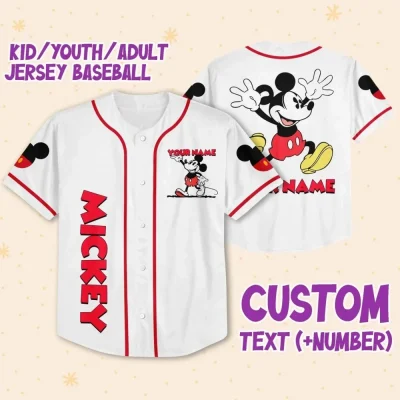 Personalize Jersey Mickey Lucky Custom Kids, Youth, Adult Disney Baseball Jersey Sports Outfits Cute Gifts For Fans Disney