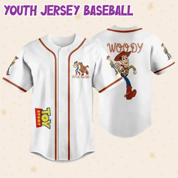 Personalize Toy Story Woody Sheriff Custom Kids, Youth, Adult Disney Baseball Jersey Sports Outfits Cute Gifts For Fans Disney