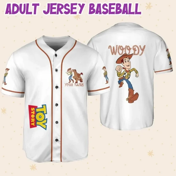 Personalize Toy Story Woody Sheriff Custom Kids, Youth, Adult Disney Baseball Jersey Sports Outfits Cute Gifts For Fans Disney