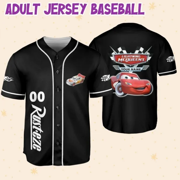 Personalize Light Mcqueen Speed Custom Kids, Youth, Adult 3D All Over Print Baseball Jersey Sports Outfits Cute Gifts For Fans Disney