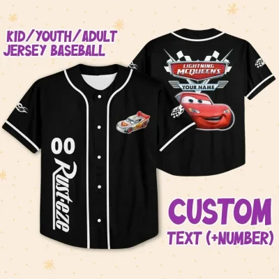Personalize Light Mcqueen Speed Custom Kids, Youth, Adult 3D All Over Print Baseball Jersey Sports Outfits Cute Gifts For Fans Disney