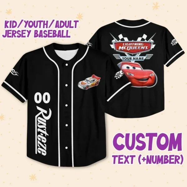Personalize Light Mcqueen Speed Custom Kids, Youth, Adult 3D All Over Print Baseball Jersey Sports Outfits Cute Gifts For Fans Disney