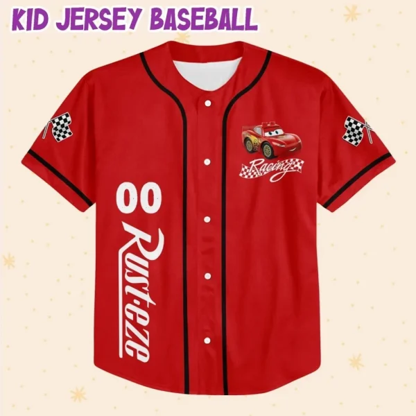 Personalize Lightning Mcqueen Speed Red Dark Custom Kids, Youth, Adult Disney Baseball Jersey Sports Cute Gifts For Fans Disney