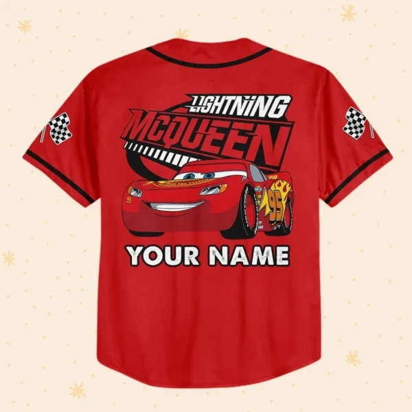 Personalize Lightning Mcqueen Speed Red Dark Custom Kids, Youth, Adult Disney Baseball Jersey Sports Cute Gifts For Fans Disney