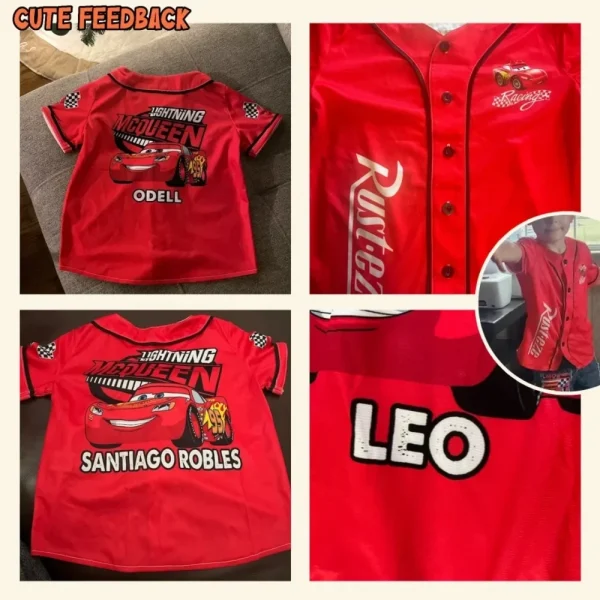 Personalize Lightning Mcqueen Speed Red Dark Custom Kids, Youth, Adult Disney Baseball Jersey Sports Cute Gifts For Fans Disney