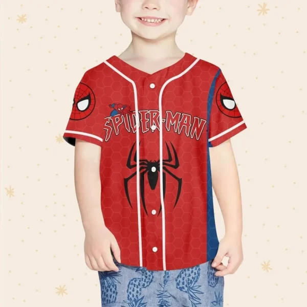 Personalize Disney Spider Man Blue And Red, Custom Kid Youth Adult Disney Jersey Spider Man Jersey, Baseball Jersey, Gift For Disney Fans