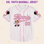Personalize Disney Minnie Play Baseball Pink, Custom Kid Youth Adult Disney Jersey, Minnie Mouse Jersey Baseball Jersey Gift For Disney Fans