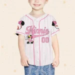 Personalize Disney Minnie Play Baseball Pink, Custom Kid Youth Adult Disney Jersey, Minnie Mouse Jersey Baseball Jersey Gift For Disney Fans