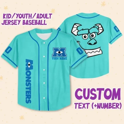 Jersey Sully Head Custom Kids, Youth, Adult Disney Baseball Jersey Sports Outfits Cute Gifts For Fans Disney