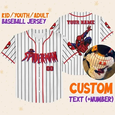 Personalize Spiderman Vintage Baseball, Custom Kid Youth Adult Disney Jersey Spider Man Jersey, Baseball Jersey, Gift For Disney Fans