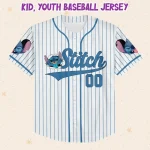 Personalize Disney Stitch Blue, Custom Kid Youth Adult Disney Jersey, Disney Baseball Jersey, Gifts For Disney Fans, Cute Stick Jersey