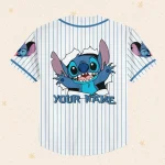 Personalize Disney Stitch Blue, Custom Kid Youth Adult Disney Jersey, Disney Baseball Jersey, Gifts For Disney Fans, Cute Stick Jersey