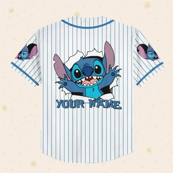Personalize Disney Stitch Blue, Custom Kid Youth Adult Disney Jersey, Disney Baseball Jersey, Gifts For Disney Fans, Cute Stick Jersey