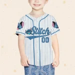 Personalize Disney Stitch Blue, Custom Kid Youth Adult Disney Jersey, Disney Baseball Jersey, Gifts For Disney Fans, Cute Stick Jersey