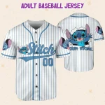 Personalize Disney Stitch Blue, Custom Kid Youth Adult Disney Jersey, Disney Baseball Jersey, Gifts For Disney Fans, Cute Stick Jersey