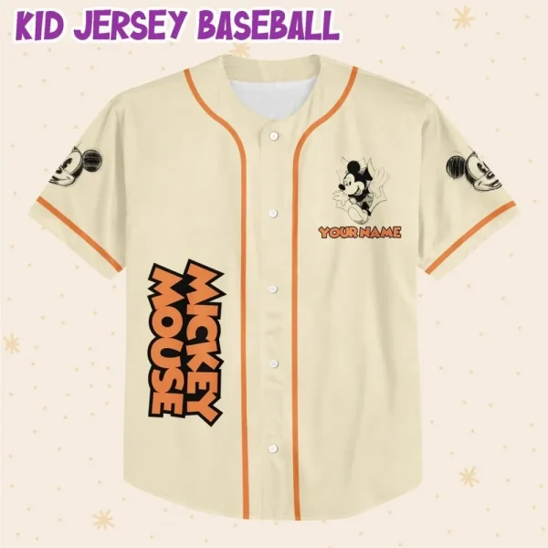 Personalize Mickey Classic Sketup Custom Kids, Youth, Adult Disney Baseball Jersey Sports Outfits Cute Gifts For Fans Disney