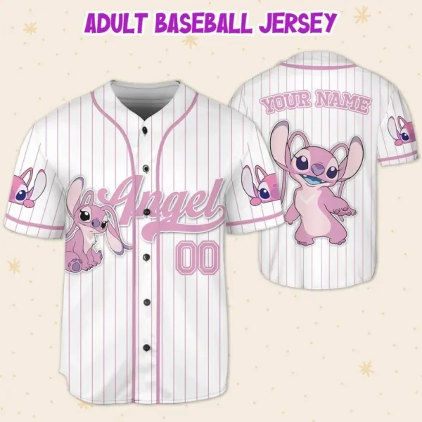Custom Disney Lilo And Stitch Angel Baseball, Custom Kid Youth Adult Disney Jersey, Disney Baseball Jersey, Stitch Birthday Gift Stitch Fan