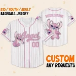 Custom Disney Lilo And Stitch Angel Baseball, Custom Kid Youth Adult Disney Jersey, Disney Baseball Jersey, Stitch Birthday Gift Stitch Fan