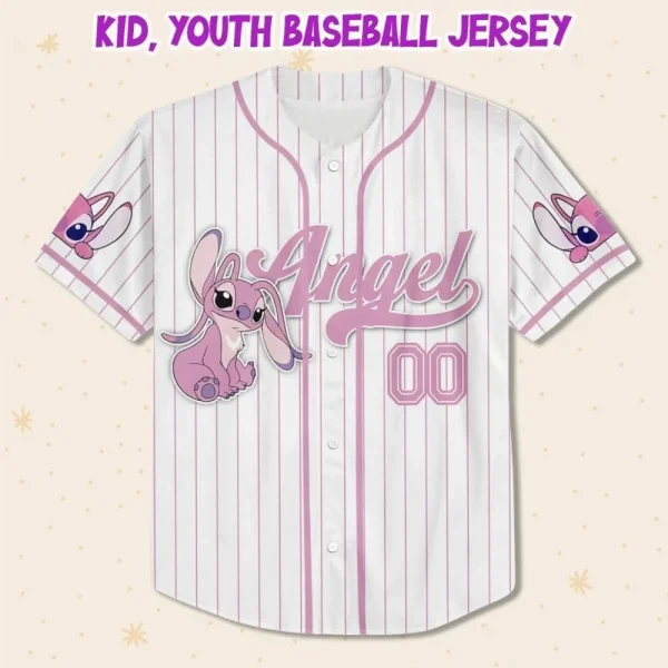 Custom Disney Lilo And Stitch Angel Baseball, Custom Kid Youth Adult Disney Jersey, Disney Baseball Jersey, Stitch Birthday Gift Stitch Fan