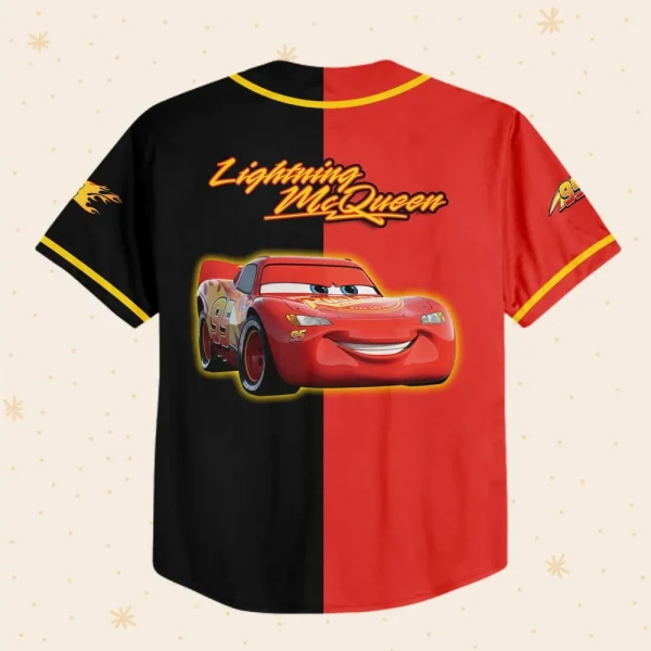 Personalize Lightning Mcqueen Red Black Horizontal Text Custom Kids Youth Adult 3D Disney Baseball Jersey Outfits Cute Gifts For Fans Disney