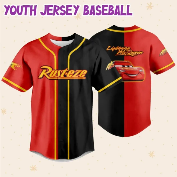 Personalize Lightning Mcqueen Red Black Horizontal Text Custom Kids Youth Adult 3D Disney Baseball Jersey Outfits Cute Gifts For Fans Disney