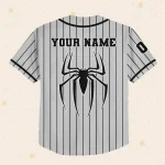 Personalize Spiderman Striped Black, Custom Kid Youth Adult Disney Jersey Spider Man Jersey, Baseball Jersey, Gift For Disney Fans