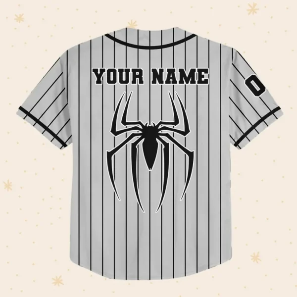 Personalize Spiderman Striped Black, Custom Kid Youth Adult Disney Jersey Spider Man Jersey, Baseball Jersey, Gift For Disney Fans