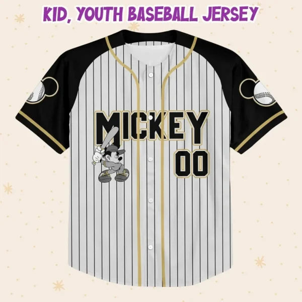 Personalize Disney Mickey Black Grey Color Custom Disney Jersey, Mickey Mouse Jersey, Disney Baseball Jersey, Gift For Kids, Youth, Adults