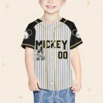 Personalize Disney Mickey Black Grey Color Custom Disney Jersey, Mickey Mouse Jersey, Disney Baseball Jersey, Gift For Kids, Youth, Adults