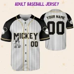 Personalize Disney Mickey Black Grey Color Custom Disney Jersey, Mickey Mouse Jersey, Disney Baseball Jersey, Gift For Kids, Youth, Adults