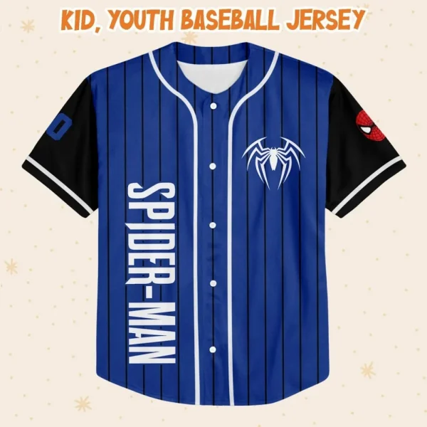 Personalize Spiderman Superhero Awesome Blue, Custom Kid Youth Adult Disney Jersey Spider Man Jersey, Baseball Jersey, Gift For Disney Fans