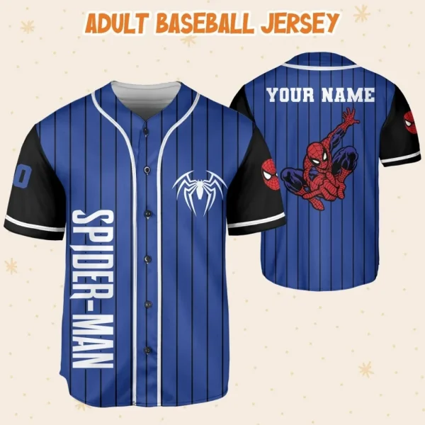 Personalize Spiderman Superhero Awesome Blue, Custom Kid Youth Adult Disney Jersey Spider Man Jersey, Baseball Jersey, Gift For Disney Fans