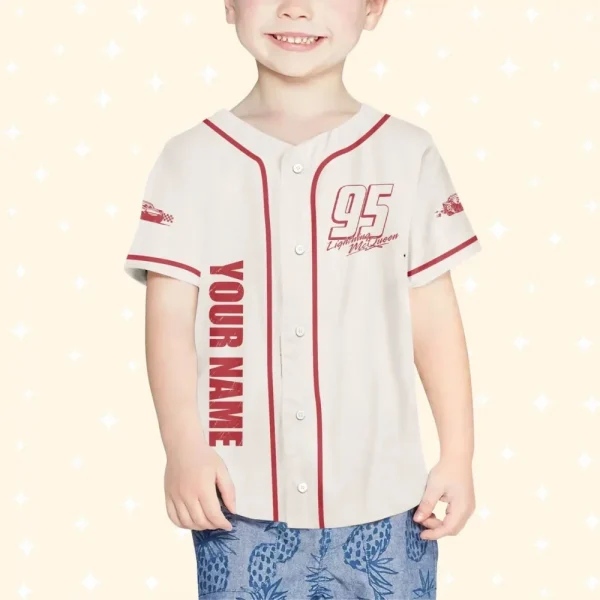 Personalize Cars Lightning Mcqueen Piston Cup Racing Series, Custom Kids, Youth, Adult Disney Baseball Jersey Sports Cute Gifts For Fans