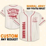 Personalize Cars Lightning Mcqueen Piston Cup Racing Series, Custom Kids, Youth, Adult Disney Baseball Jersey Sports Cute Gifts For Fans