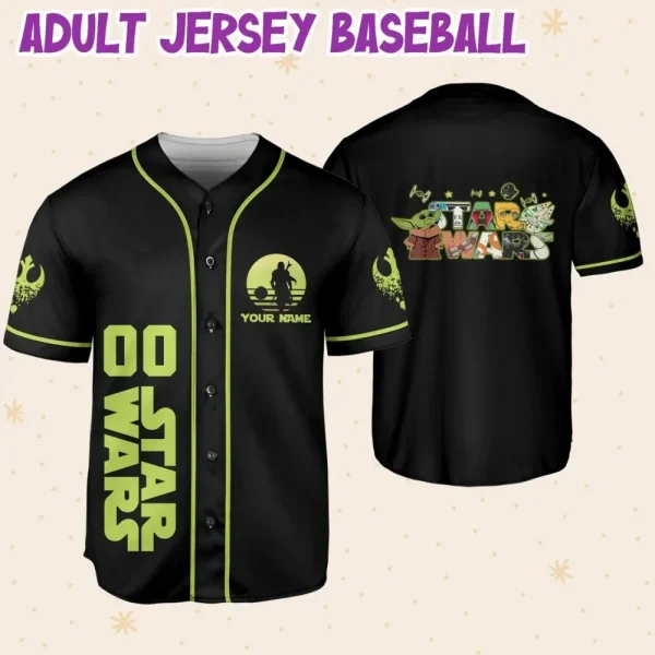 Personalize Star War Yoda Cute Custom Kids, Youth, Adult Disney Baseball Jersey Sports Outfits Cute Gifts For Fans Disney