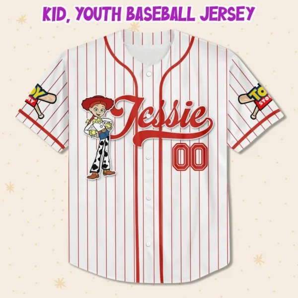 Custom Disney Toy Story Jessie Baseball, Custom Kids Youth Adult Disney Baseball Jersey Sports Outfit Cute Gift For Fan Disney Toy Story Fan