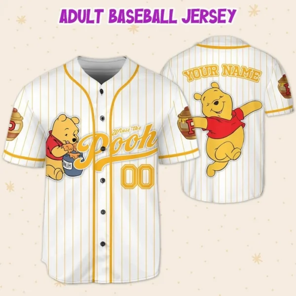 Custom Disney Winnie The Pooh Pooh Baseball, Custom Kid Youth Adult Disney Jersey Vintage Baseball Jersey Disneyworld Gift For Disney Fans