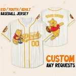 Custom Disney Winnie The Pooh Pooh Baseball, Custom Kid Youth Adult Disney Jersey Vintage Baseball Jersey Disneyworld Gift For Disney Fans