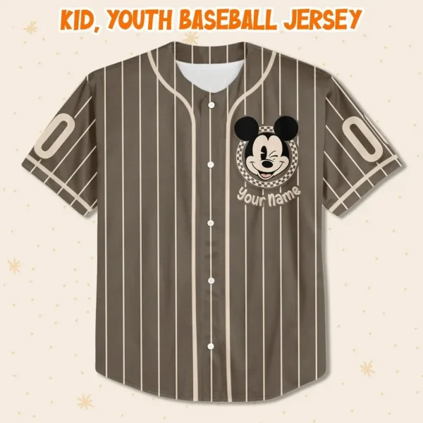 Personalize Retro Disney Mickey Jersey, Vintage Mickey Custom Name Custom Kid, Youth, Adult Disney Baseball Jersey Custom Disney Mickey Gift