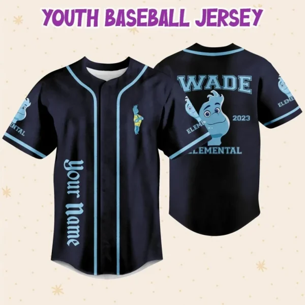 Personalize Disney Pixar Elenmental Wade Custom Kids, Youth, Adult Disney Baseball Jersey Sports Cute Gifts For Fans Disney