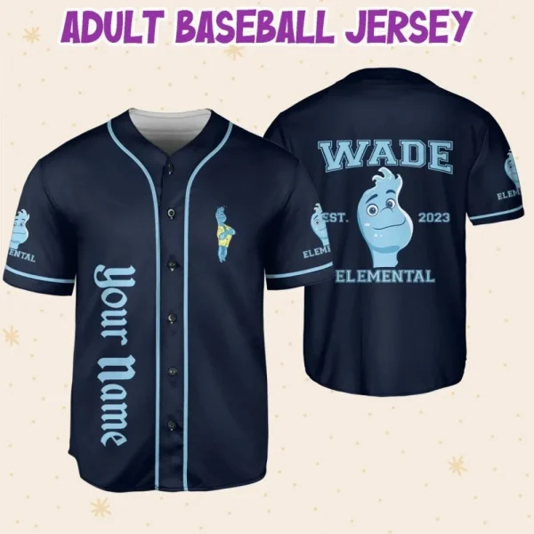 Personalize Disney Pixar Elenmental Wade Custom Kids, Youth, Adult Disney Baseball Jersey Sports Cute Gifts For Fans Disney