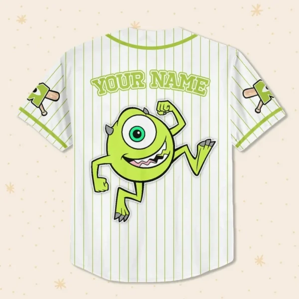 Custom Disney Monster Inc Mike Wazowski Baseball, Custom Kids Youth Adult Disney Baseball Jersey Sports Gift For Fans Disney Family Matching