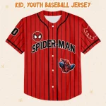 Personalize Spiderman Red Striped Black Color, Custom Kid Youth Adult Disney Jersey Spider Man Jersey, Baseball Jersey, Gift For Disney Fans
