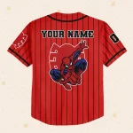 Personalize Spiderman Red Striped Black Color, Custom Kid Youth Adult Disney Jersey Spider Man Jersey, Baseball Jersey, Gift For Disney Fans