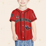 Personalize Spiderman Red Striped Black Color, Custom Kid Youth Adult Disney Jersey Spider Man Jersey, Baseball Jersey, Gift For Disney Fans