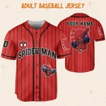 Personalize Spiderman Red Striped Black Color, Custom Kid Youth Adult Disney Jersey Spider Man Jersey, Baseball Jersey, Gift For Disney Fans