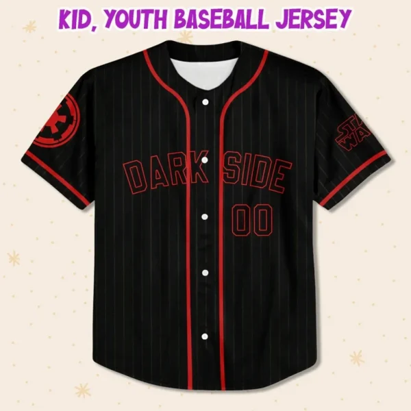 Personalize Disney Star Wars Dark Side Black Red Striped, Custom Name Kid Adult Baseball Jersey Gift For Star Wars Fans Baseball Team Outfit